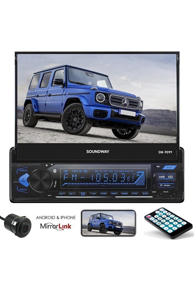 SW-9099 İndash Teyp 7 İnç 4X50 Watt Bluetooth Mirrorlink