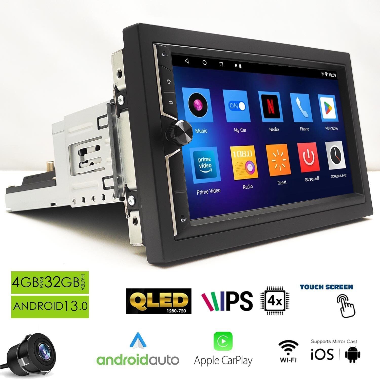 NEWFRON NF-L7U2 Android Double Single Dın 7 İnç 4+32GB 4 Çekirdek Android 13