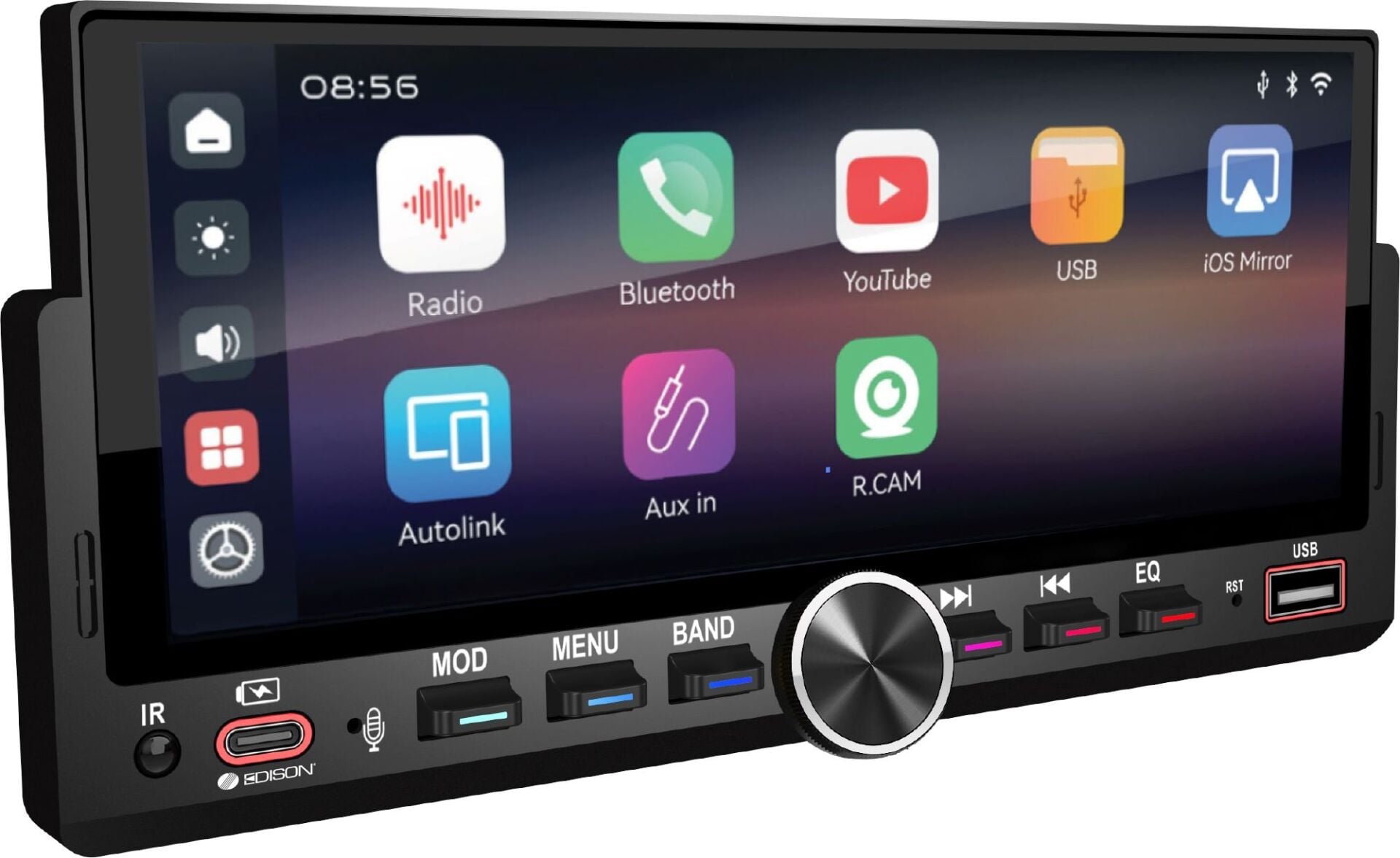 Edison ED 680CA 6.86 İnç Kablosuz Multimedya Tek Din Kasa Carplay Android Auto DSP USB SD BT Radyo