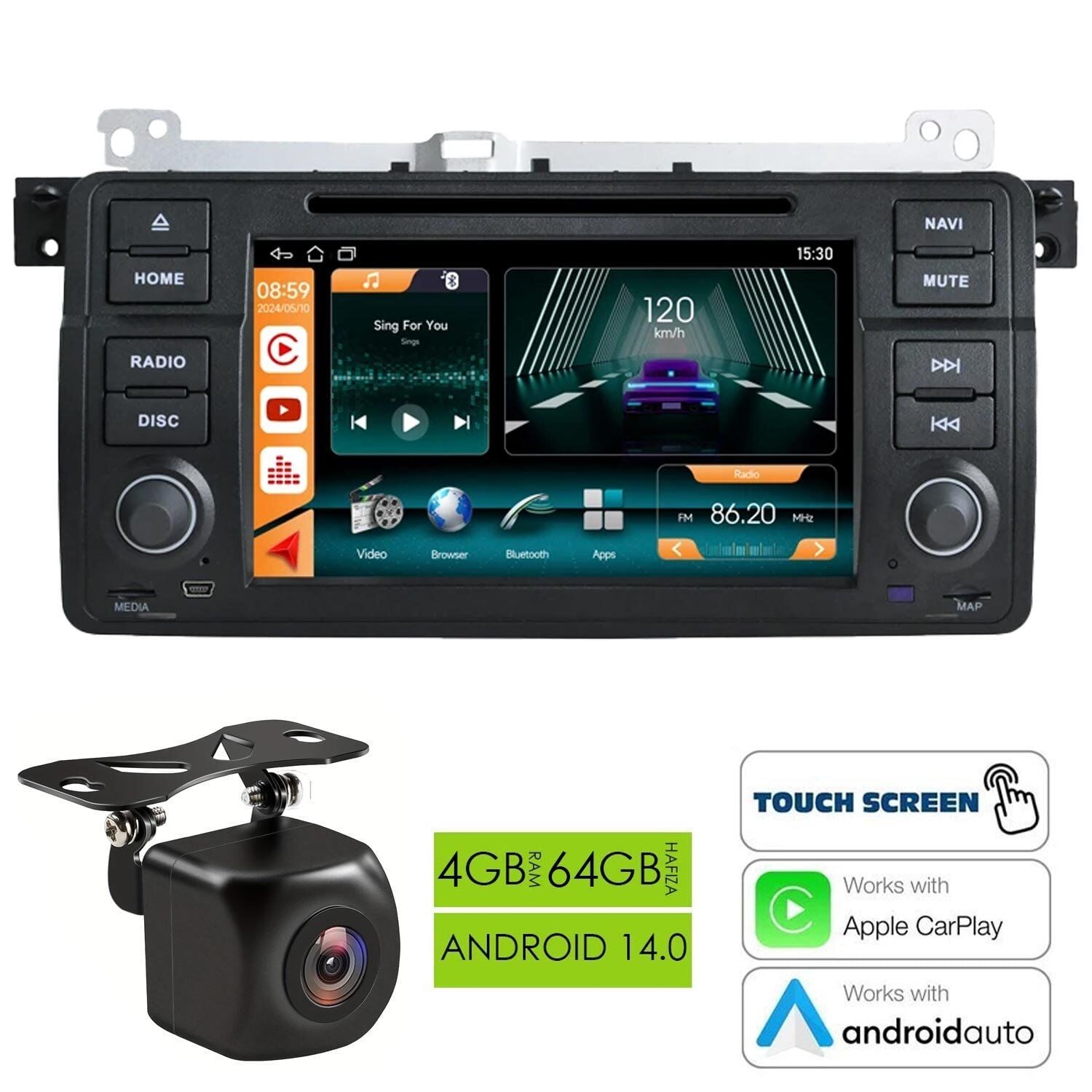 Fimex-9907 Tablet Multimedya Android 7 İnç 4+64GB 4 Çekirdek BMW E46 1998-2006