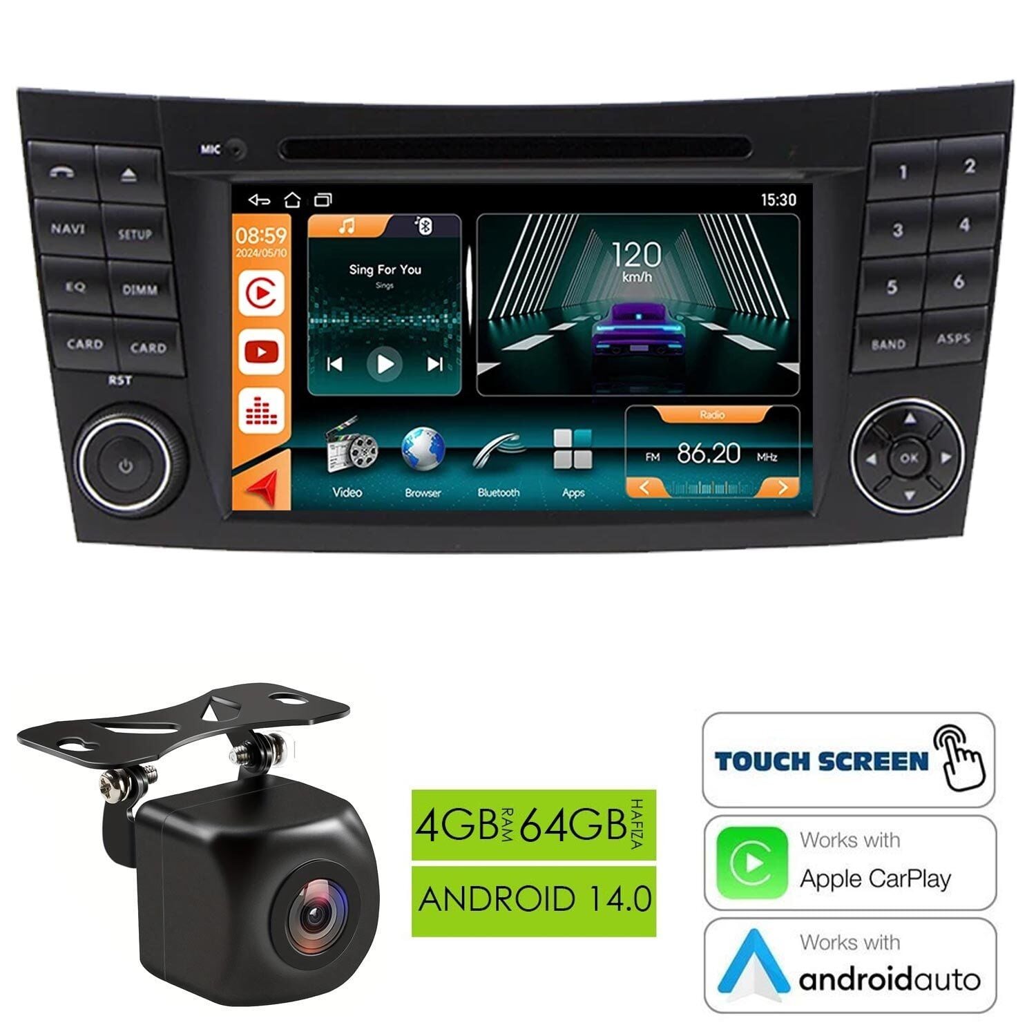 Fimex NAV-9959 Tablet Multimedya Android 7 İnç 4+64GB 4 Çekirdek Mercedes Benz E W211 2002-2009