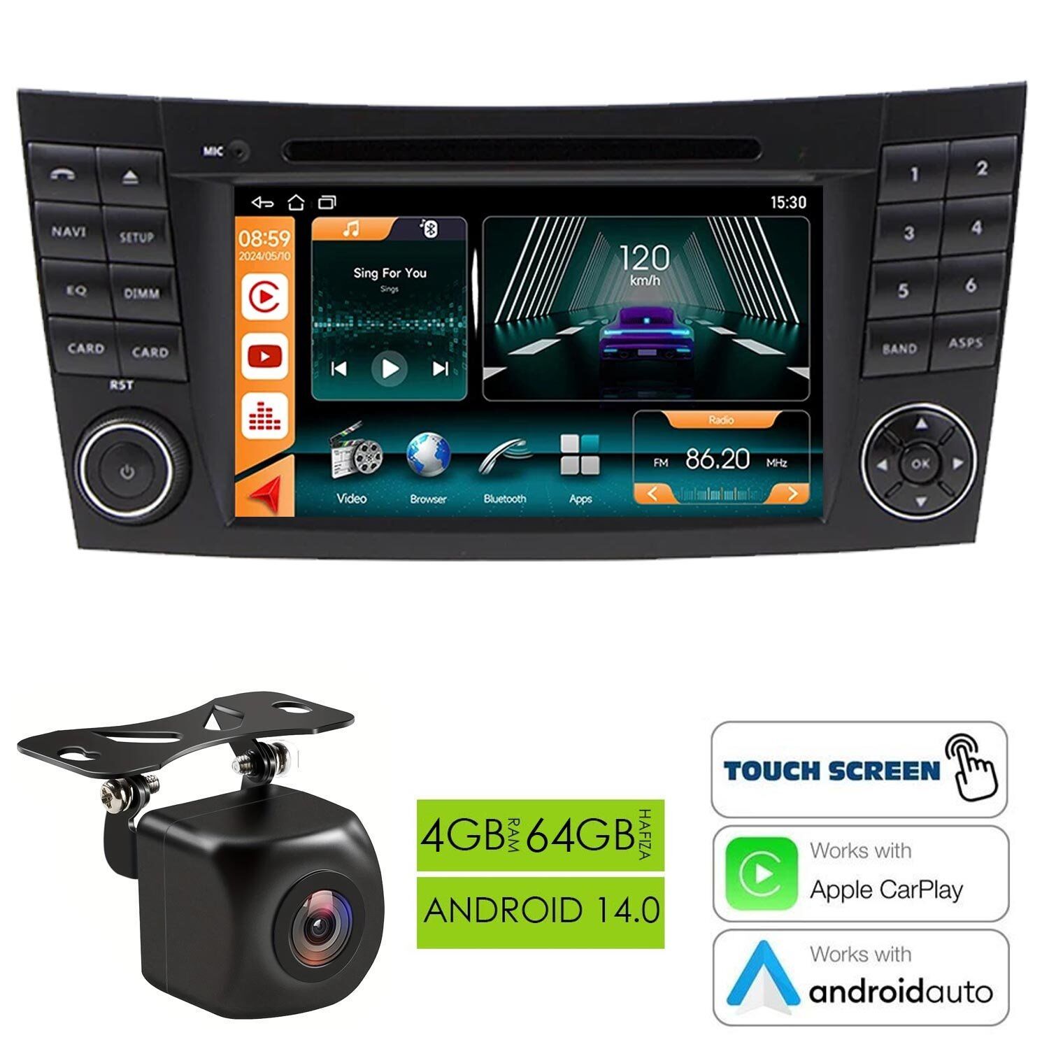 Fimex NAV-9959 Tablet Multimedya Android 7 İnç 4+64GB 4 Çekirdek Mercedes Benz E W211 2002-2009