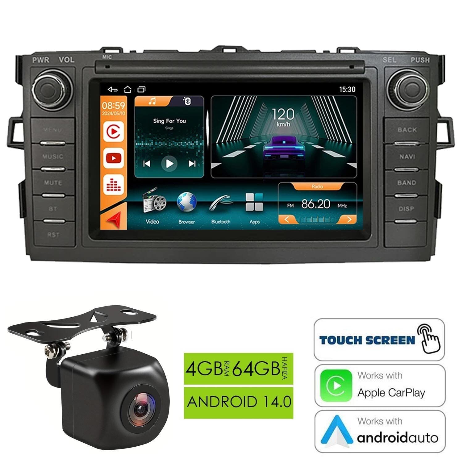 Fimex NAV-9913 Tablet Multimedya Android 7 İnç 4+64GB 4 Çekirdek Toyota Auris 2008-2011