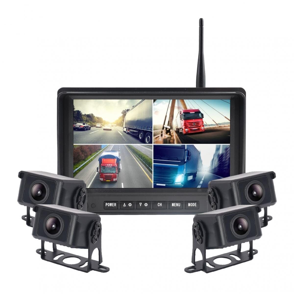 NEWFRON NF-DW105 7 İnç Araç Monitörü Set 4 Kamera DVR Kayıt Wireless