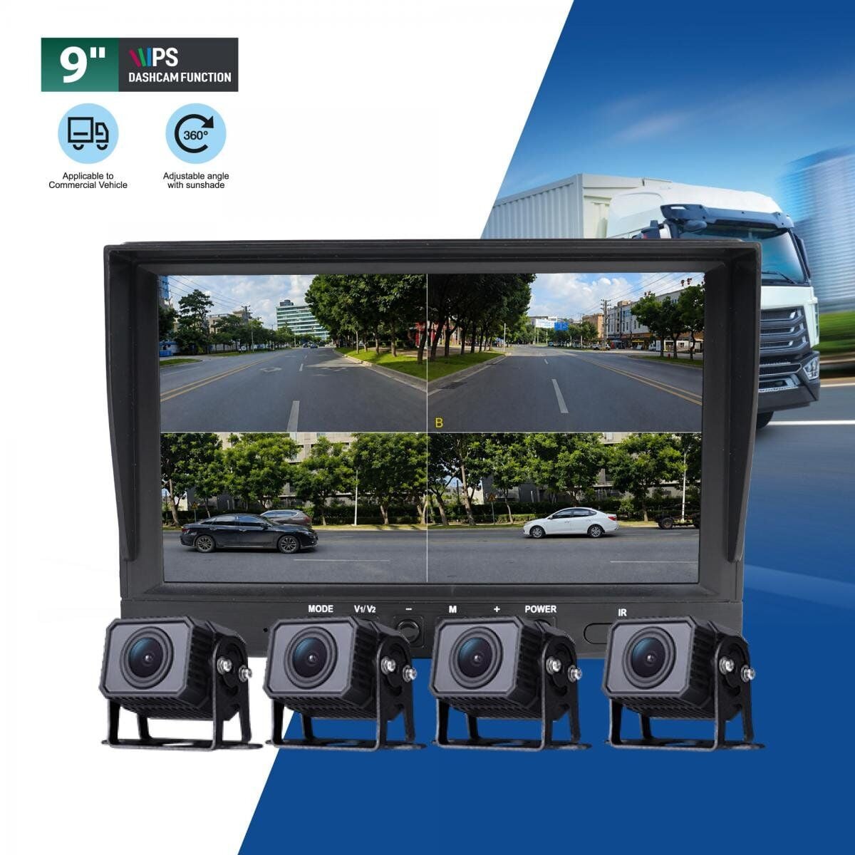 NEWFRON NF-DC1013 9 İnç Araç Monitörü Set 4 Kamera DVR Kayıt