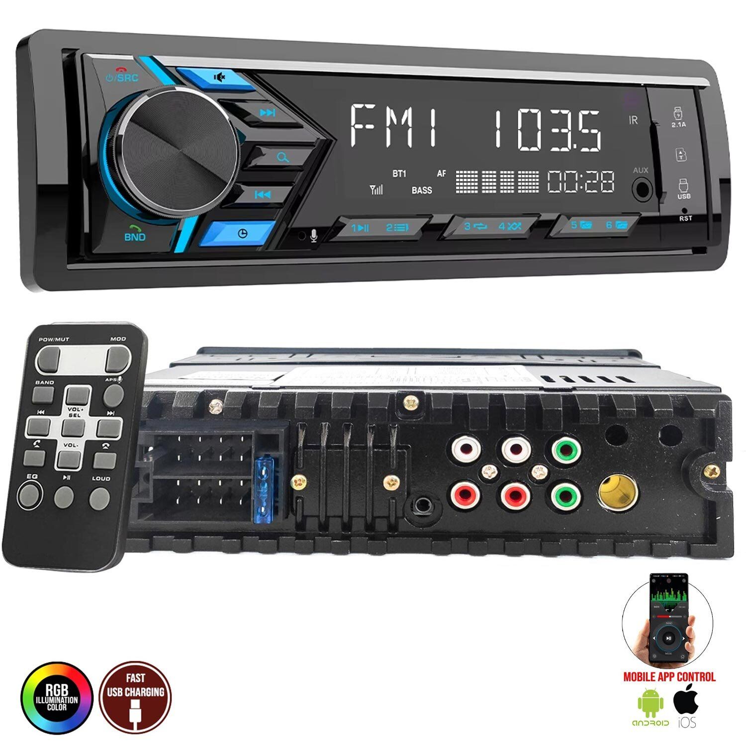MEGAVOX MGX-X600 DSP Oto Teyp 4X60 Watt Bluetooth Mobil Aplikasyon Usb Fm Aux 7 Renk Ekranlı