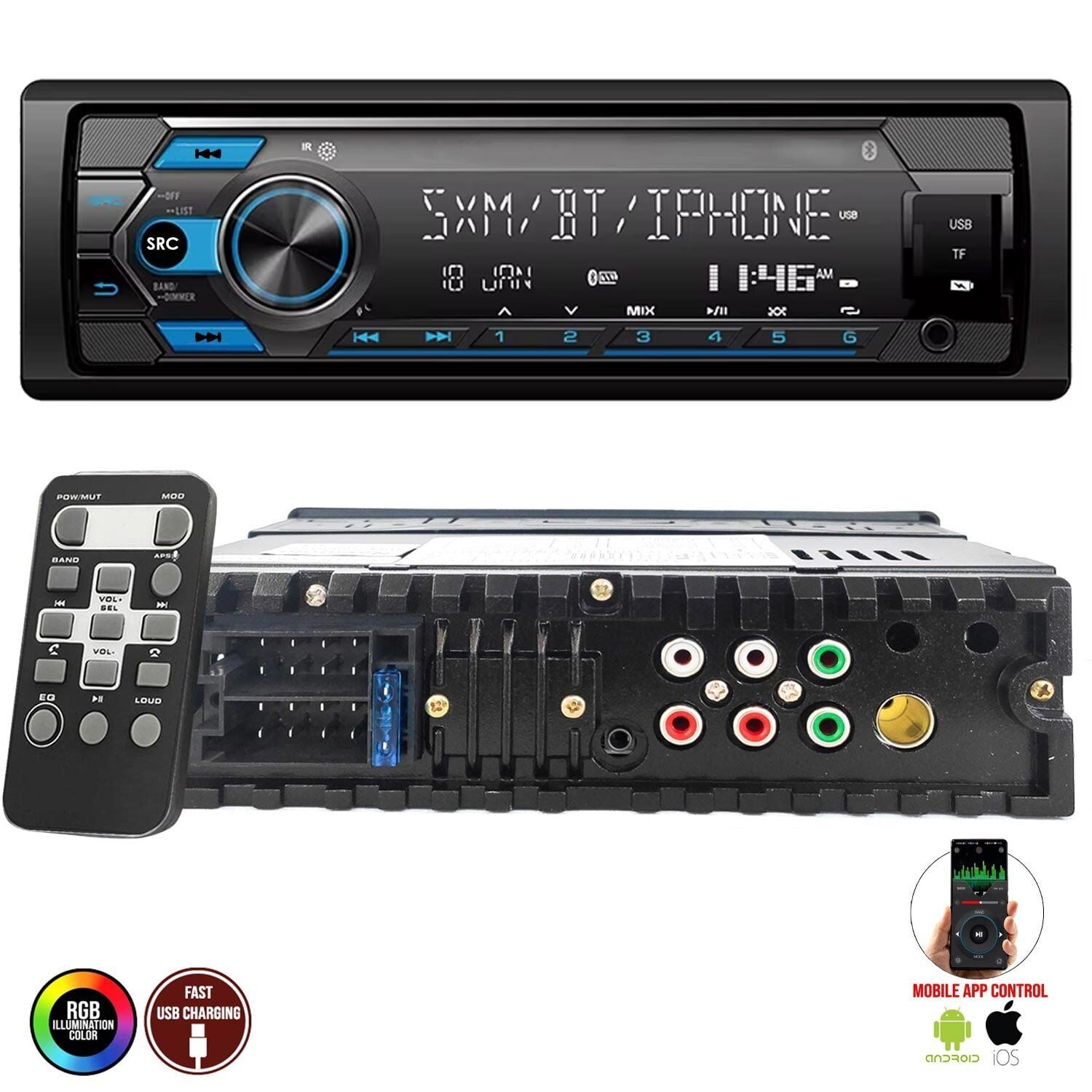 MEGAVOX MGX-X510 DSP Oto Teyp 4X60 Watt Bluetooth Mobil Aplikasyon Usb Fm Aux 7 Renk Ekranlı