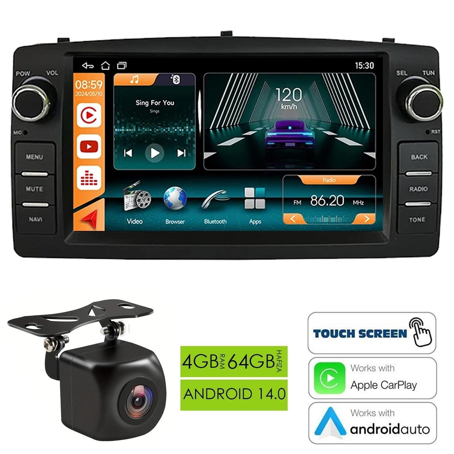 Fimex NAV-9953 Tablet Multimedya Android 6.2 İnç 4+64GB 4 Çekirdek TOYOTA TERRA SOL 2004-2007