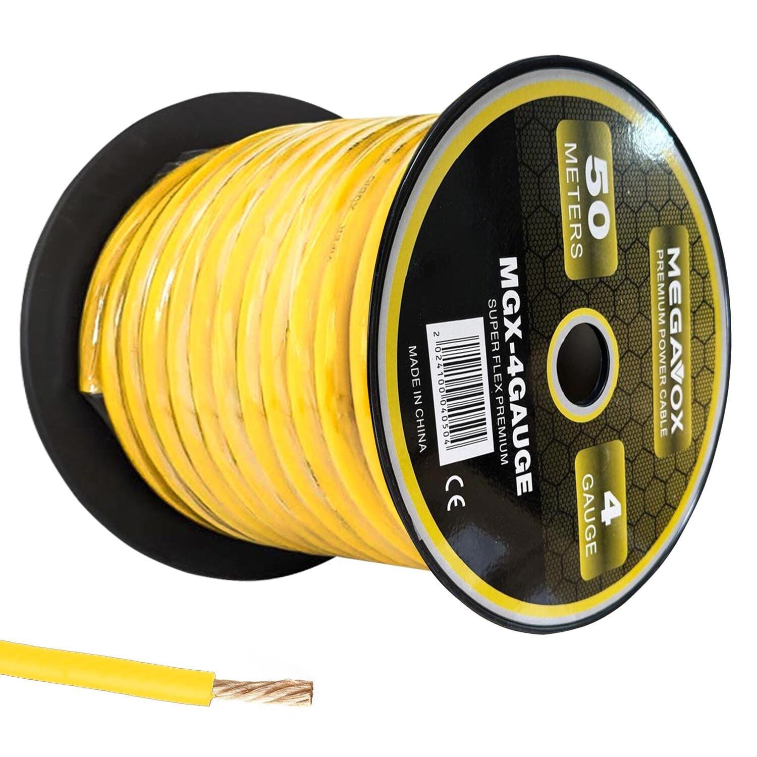 MEGAVOX MGX-4GAUGE Oto Anfi Tesisat Kablosu Silikon 4GA 50 Metre Sarı