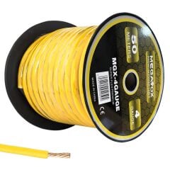 MEGAVOX MGX-4GAUGE Oto Anfi Tesisat Kablosu Silikon 4GA 50 Metre Sarı