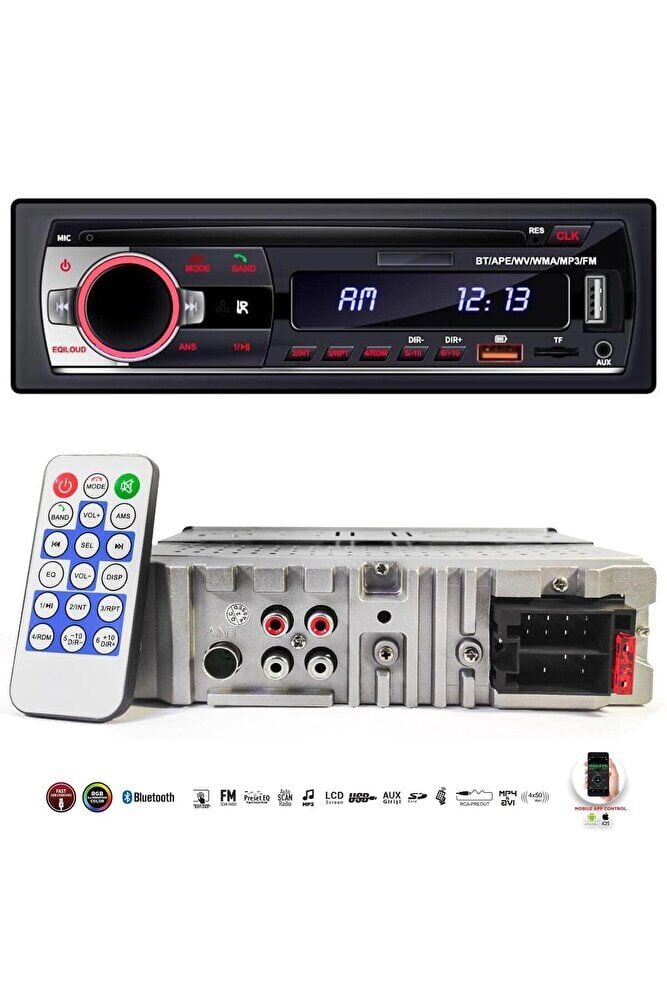 ŞENEL S-520 Oto Teyp 4X50 Watt Bluetooth Mobil Aplikasyon 2xUsb Sd Fm Aux 7 Renk Ekranlı