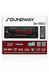 SOUNDWAY SW-8860 Araç Oto Teyp 4X60 Watt BT 2XUSB AUX FM APP Kontrol 7 Renk Ekranlı