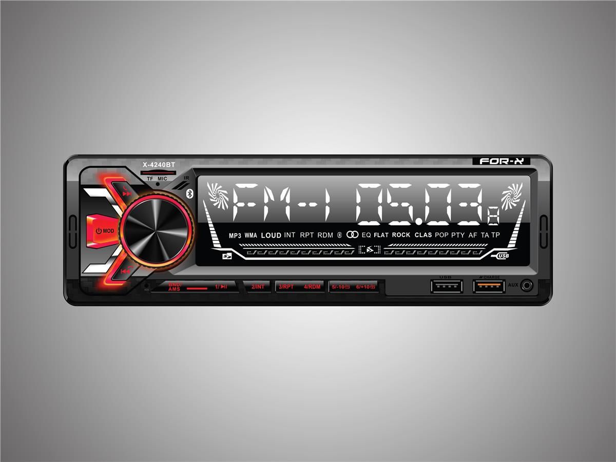 For-X X-4240Bt 4X55W Oto Teyp Usb/Tf/Aux/Bluetooth/Fm/ 2 Anfi Çıkışlı