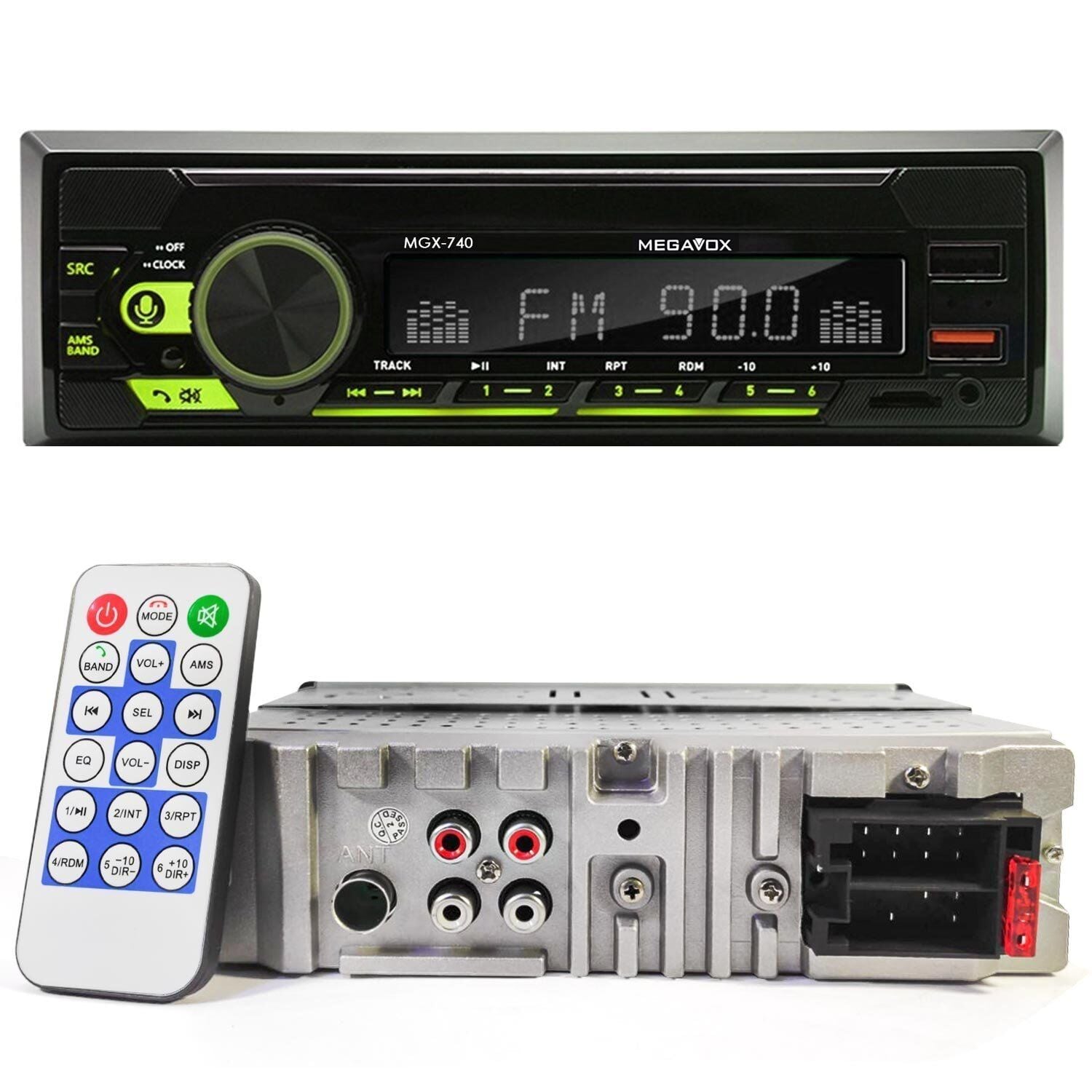 MEGAVOX MGX-740 Oto Teyp 4X60 Watt Bluetooth 2xUsb Sd Fm Aux 7 Renk