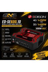 Edison ED-SE600.1D Micro Class D Mono Amfi 400W RMS Hi-Level Giriş Bass Kontrol Dahil