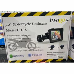 Twogo GO-IX 5'' Dokunmatik Waterproof BT Android Auto Carplay Çiftli Motorsiklet DVR Araç Kamerası