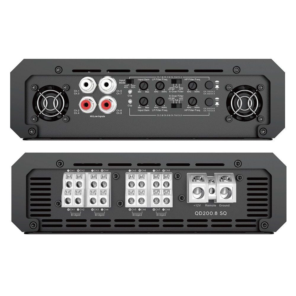 Garaj Dünyası QD200.8 SQ | QLine D Sınıfı 8 Kanal Amplifikatör 4 Ohm 8*200W RMS