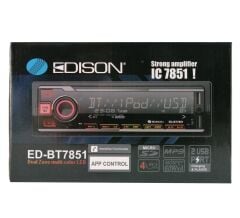 Edison ED-BT7851IC Oto Teyp MP3 Çalar/FM Radyo/USB/AUX/SD/BT/2 Amfi Çıkış/4*60W/APP Kontrol/Kumanda
