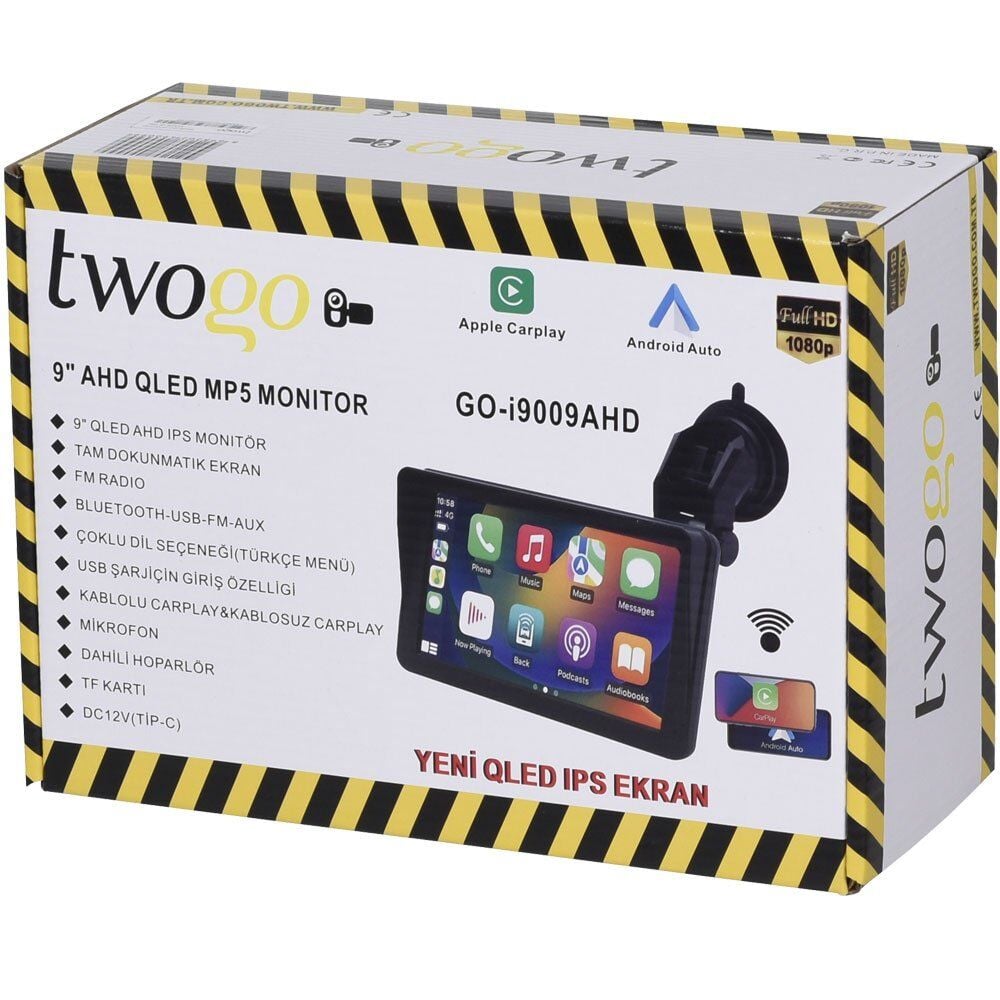 TWOGO 9'' Apple Carplay Android Auto AHD QLED IPS MP5 Monitör GO-İ9009 AHD