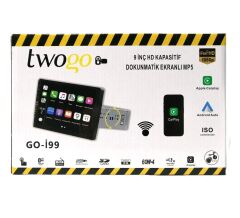 Twogo Go-İ-Şahin9 MP5 Monitör 9 inç HD DokunmatikEkran Carplay/And Auto/60Wx4/USB/BT/Aux/FM/Tek DIN